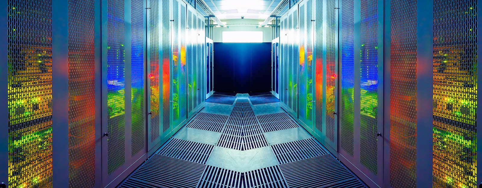 symmetric server room with modern communication and server equipment