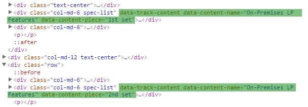 Piwik HTML-Code der getesteten Elemente