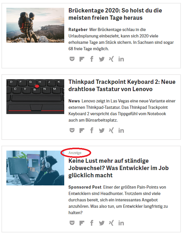 Native Ads auf t3n