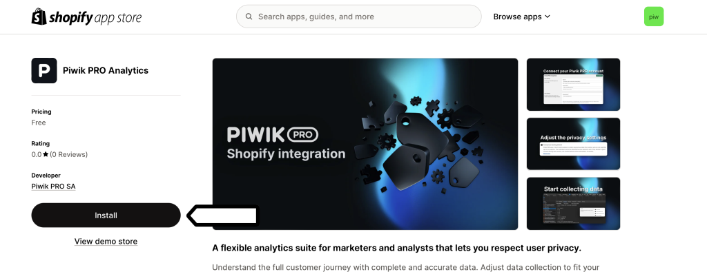 Piwik PRO App für Shopify